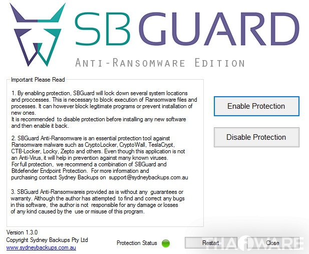 โปรแกรมป้องกันเครื่องพีซี จากมัลแวร์เรียกค่าไถ่ SBGuard โปรแกรมป้องกันเครื่องพีซี จากมัลแวร์เรียกค่าไถ่ SBGuard