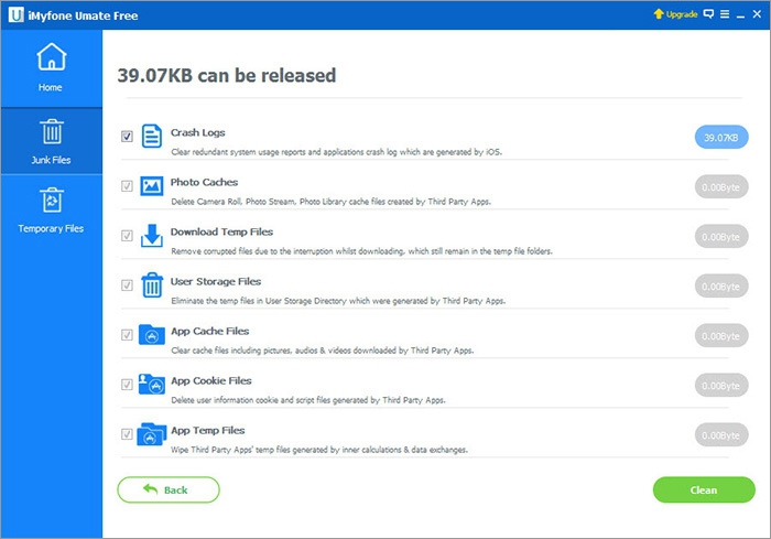 โปรแกรมลบไฟล์ข้อมูลขยะบน อุปกรณ์ไอโอเอส iMyFone Umate 