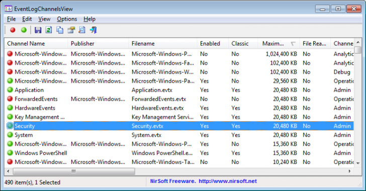  โปรแกรมดูและจัดการไฟล์ EventLogChannelsView 