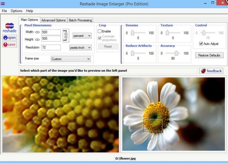 โปรแกรมย่อขยายภาพ Reshade Image Enlarger