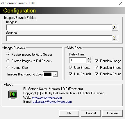 โปรแกรมสร้างสกรีนเซฟเวอร์ PK Screen Saver 