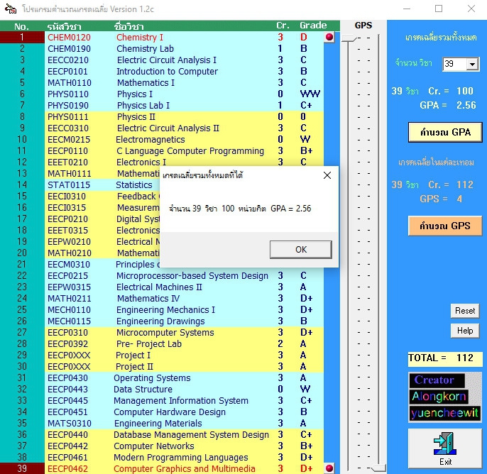 โปรแกรมคำนวนเกรดเฉลี่ย คิดเกรดเฉลี่ย CalGrade โปรแกรมคำนวนเกรดเฉลี่ย คิดเกรดเฉลี่ย CalGrade