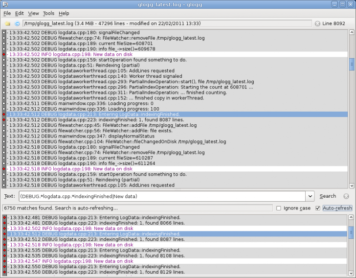 โปรแกรมค้นหา Log File ในเครื่องคอมพิวเตอร์ glogg