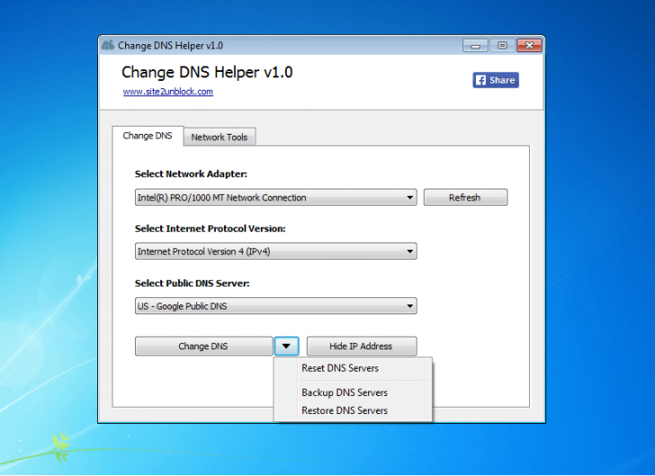 โปรแกรมเปลี่ยนเลขไอพี Change DNS Helper 