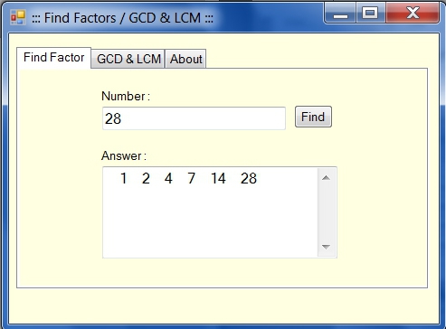 โปรแกรมหาตัวประกอบ หรม ครน Find Factors Calculator GCD & LCM