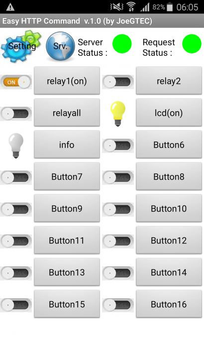 The Easy HTTP Command (App ควบคุมอุปกรณ์ เช่น รีเลย์ไฟ LED ผ่านอุปกรณ์ Android) : 