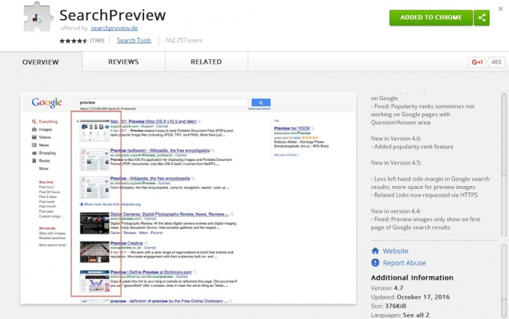 ปลั๊กอินแสดงภาพพรีวิวของหน้าเว็บไซต์ SearchPreview 