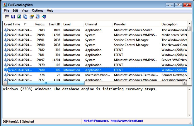 โปรแกรมดูการทำงานเครื่อง FullEventLogView โปรแกรมดูการทำงานเครื่อง FullEventLogView