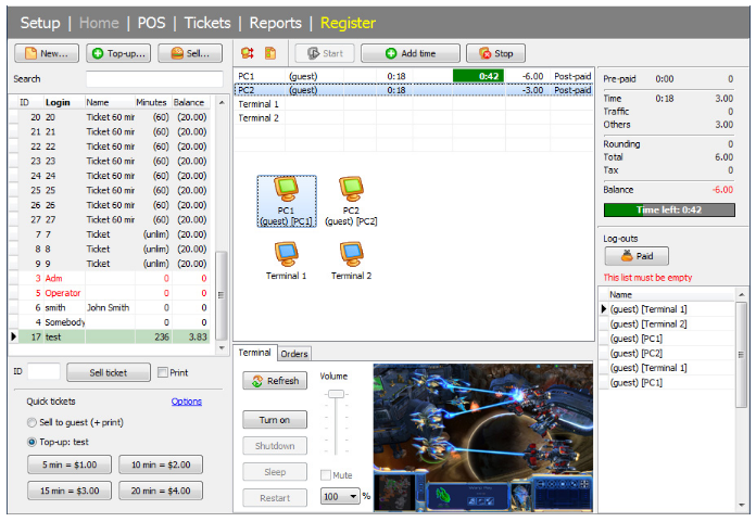 โปรแกรมบริหารจัดการธุรกิจอินเทอร์เน็ตคาเฟ่ TrueCafe