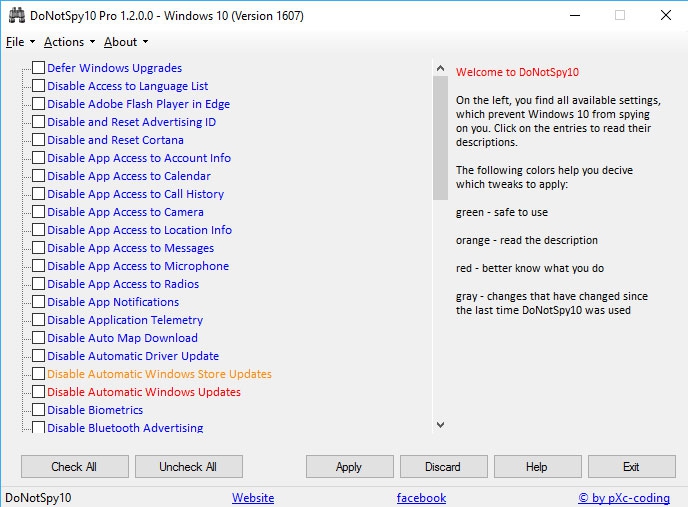 โปรแกรม บริหารจัดการวินโดวส์ 10 DoNotSpy