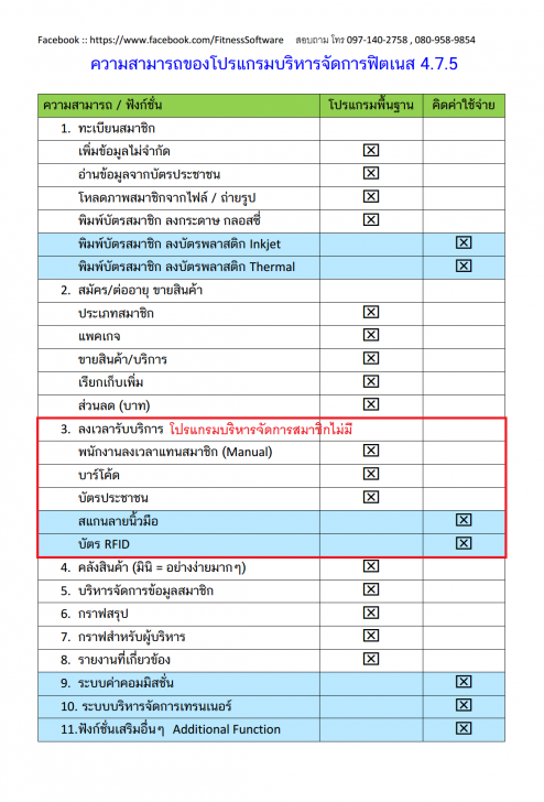 Fitness Management Systems (โปรแกรมบริหารจัดการฟิตเนส) : 