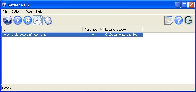 โปรแกรมโหลดเว็บไซต์ Getleft
