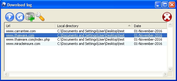 โปรแกรมโหลดเว็บไซต์ Getleft