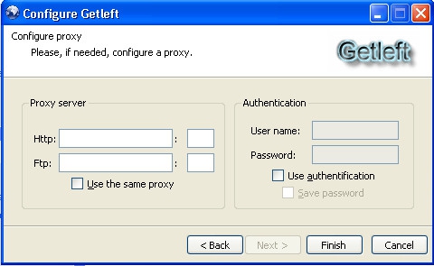 โปรแกรมโหลดเว็บไซต์ Getleft