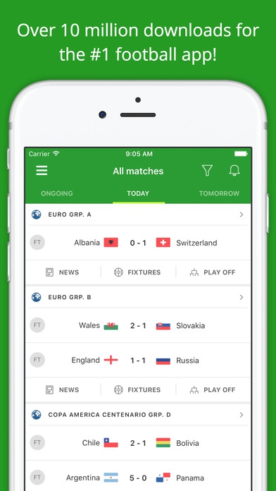 App รายงานผลบอล Soccer Scores