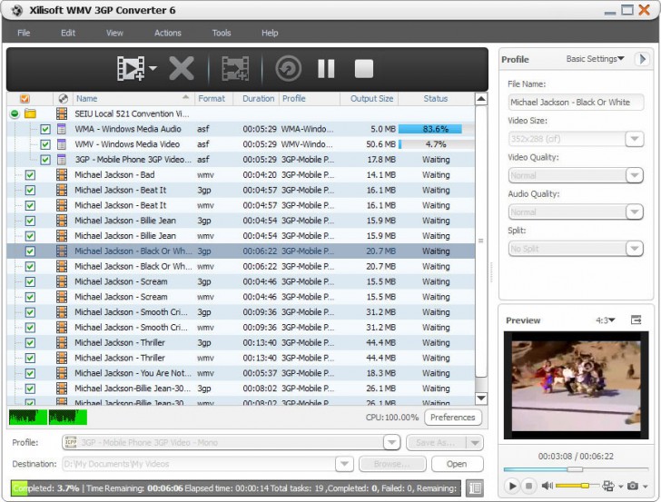 โปรแกรมแปลงไฟล์วิดีโอ Xilisoft WMV 3GP Converter