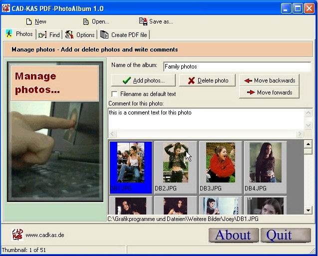 โปรแกรมสร้างอัลบั้มรูปภาพ PDF PhotoAlbum