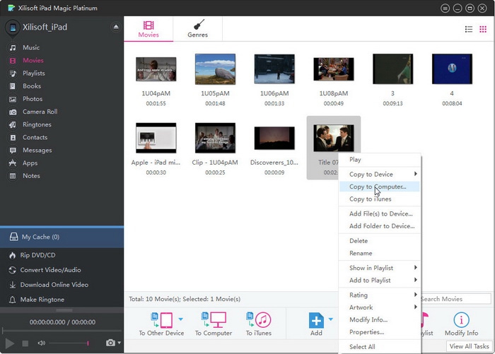 โปรแกรมถ่ายโอนไฟล์ Xilisoft iPad Magic Platinum