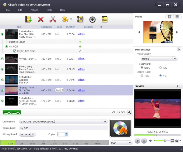โปรแกรมแปลงไฟล์ Xilisoft Video to DVD Converter
