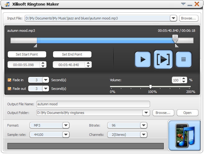 โปรแกรมสร้างริงโทน Xilisoft Ringtone Maker