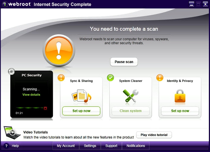 โปรแกรมป้องกันสปายแวร์ Webroot Internet Security Complete โปรแกรมป้องกันสปายแวร์ Webroot Internet Security Complete