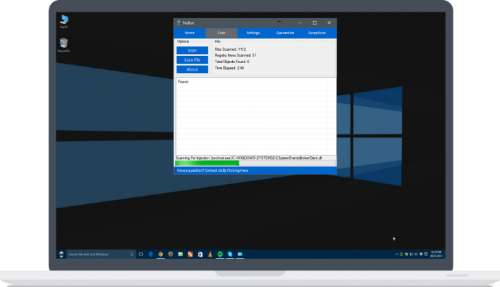 NoBot (โปรแกรม NoBot ตรวจจับ และลบสปายแวร์ และ มัลแวร์ ฟรี) : 