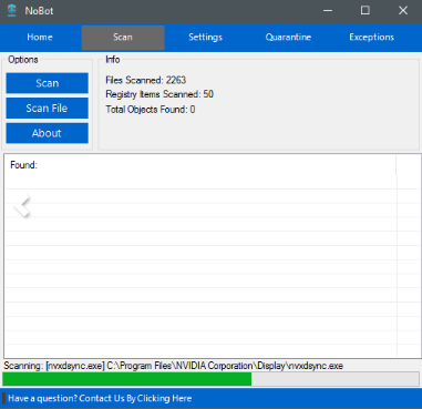 โปรแกรมตรวจจับ และลบสปายแวร์ และ มัลแวร์ NoBot