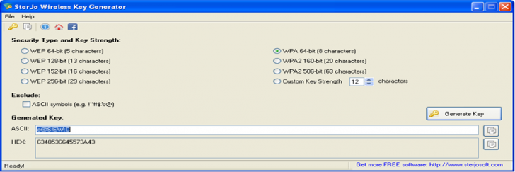 Wireless Key Generator (โปรแกรมสร้าง Generate Key​​​​​​​ ที่หนาแน่น ป้องกันการแฮก ฟรี) : 