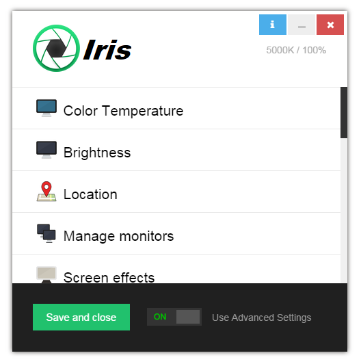 โปรแกรมปรับแต่งหน้าจอมอนิเตอร์ ป้องกันสายตา Iris