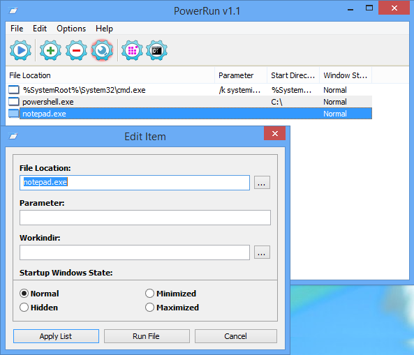 โปรแกรมเปิดโปรแกรม รันคำสั่ง PowerRun