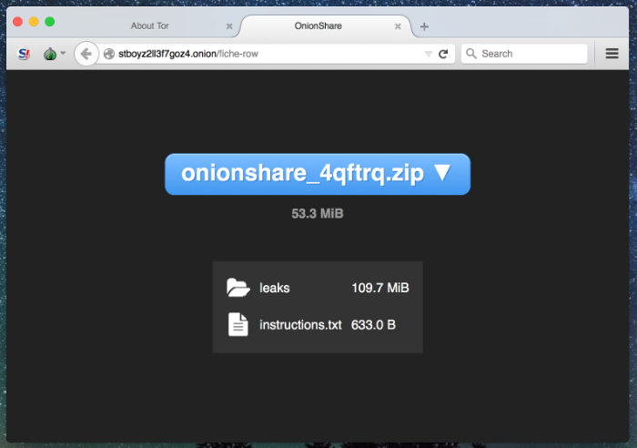 โปรแกรมแชร์ไฟล์ OnionShare