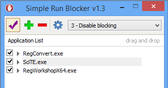 โปรแกรมบล็อกโปรแกรม Simple Run Blocker