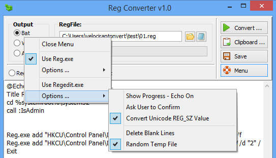 โปรแกรมแปลงไฟล์ Reg Converter