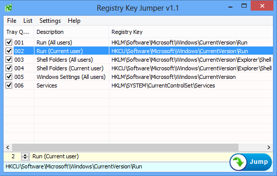 โปรแกรมจัดการไฟล์รีจิสทรี Registry Key Jumper