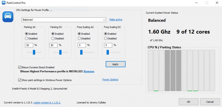 โปรแกรมควบคุมจัดการซีพียู ParkControl