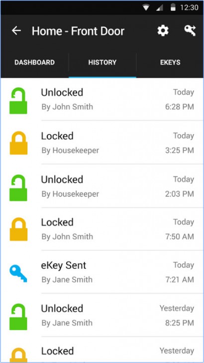 App กุญแจประตูอัจฉริยะ Kevo