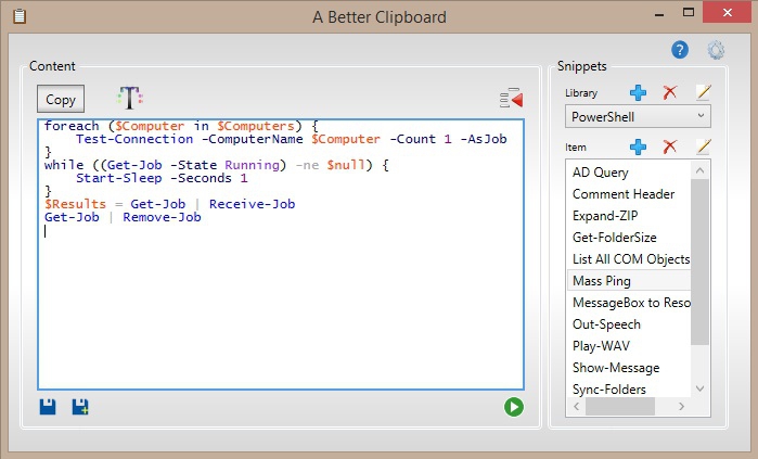 โปรแกรมจัดการเก็บ A Better Clipboard