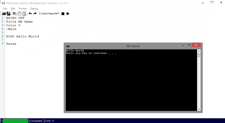 โปรแกรมเขียนโค้ดแบทช์ไฟล์ Markozso Batch Development