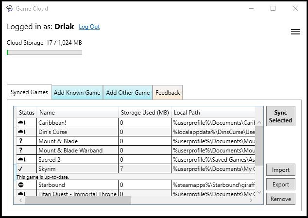 โปรแกรมเก็บเซฟเกม Game Cloud