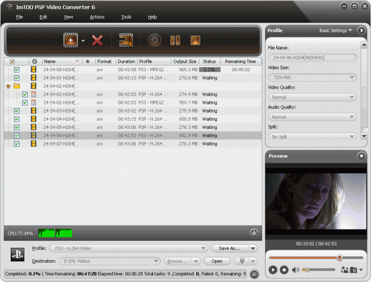 โปรแกรมแปลงไฟล์มัลติมีเดียสำหรับอุปกรณ์เล่นเกมส์ ImTOO PSP Video Converter