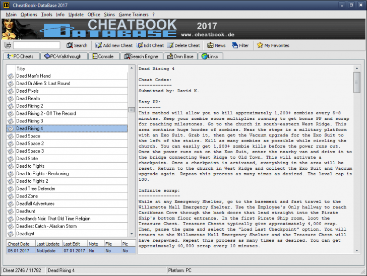 โปรแกรมรวมสูตรเกมส์ CheatBook DataBase