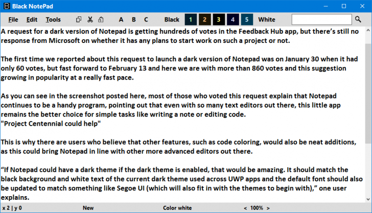 โปรแกรมจัดบันทึกข้อความ Black NotePad
