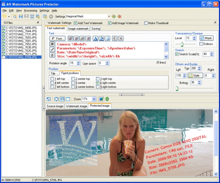 โปรแกรม AiS Watermark Pictures Protector ทำลายน้ำ ให้รูปภาพ
