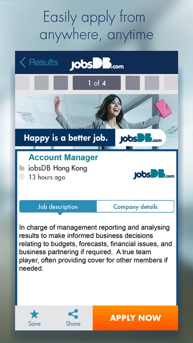 App หางาน ตำแหน่งงานว่าง jobsDB Job Search