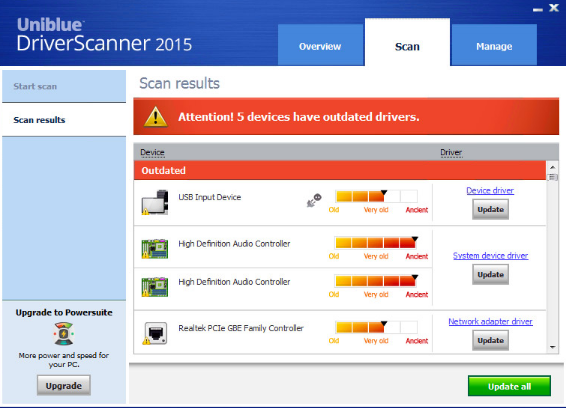 โปรแกรมอัปเดตไดร์เวอร์ Uniblue DriverScanner