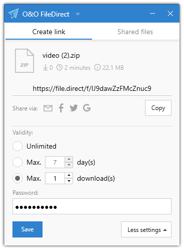 โปรแกรมแชร์ไฟล์ผ่านอินเทอร์เน็ต FileDirect 
