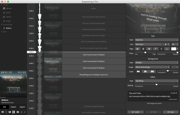 โปรแกรมสร้างเนื้อเพลง Superstring