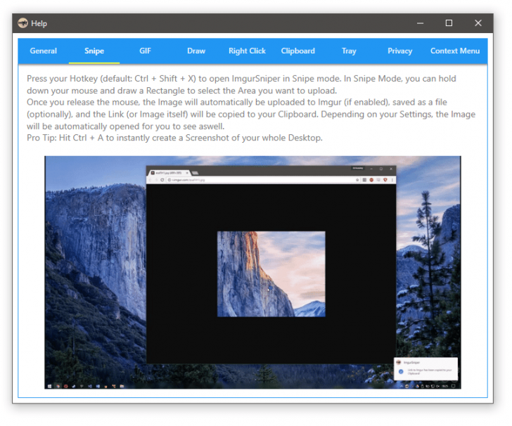 โปรแกรมบันทึกหน้าจอ ImgurSniper