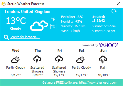 โปรแกรมพยากรณ์อากาศ SterJo Weather Forecast​