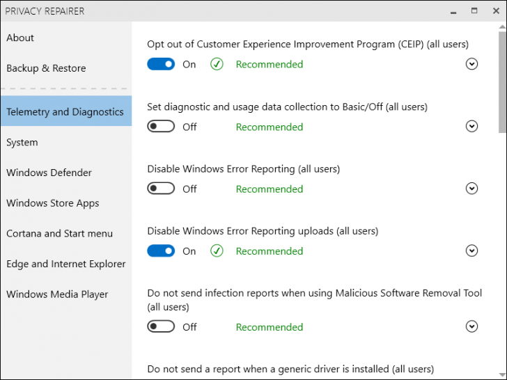 โปรแกรมตั้งค่าความปลอดภัย Privacy Repairer